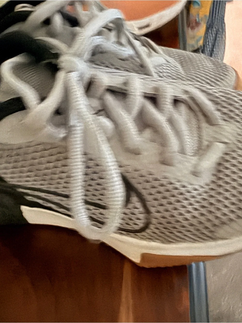 Nike Men's Gray Mesh Athletic Running Shoes with Black Swoosh